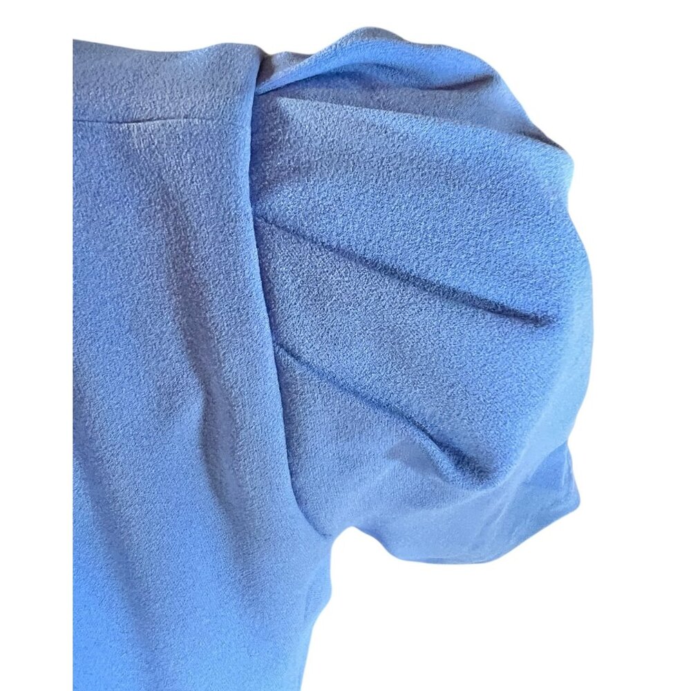 Karl Lagerfeld Paris Womens Blue Dress Size 10 Adjustable Belt Puff Sleeves READ - Picture 9 of 12